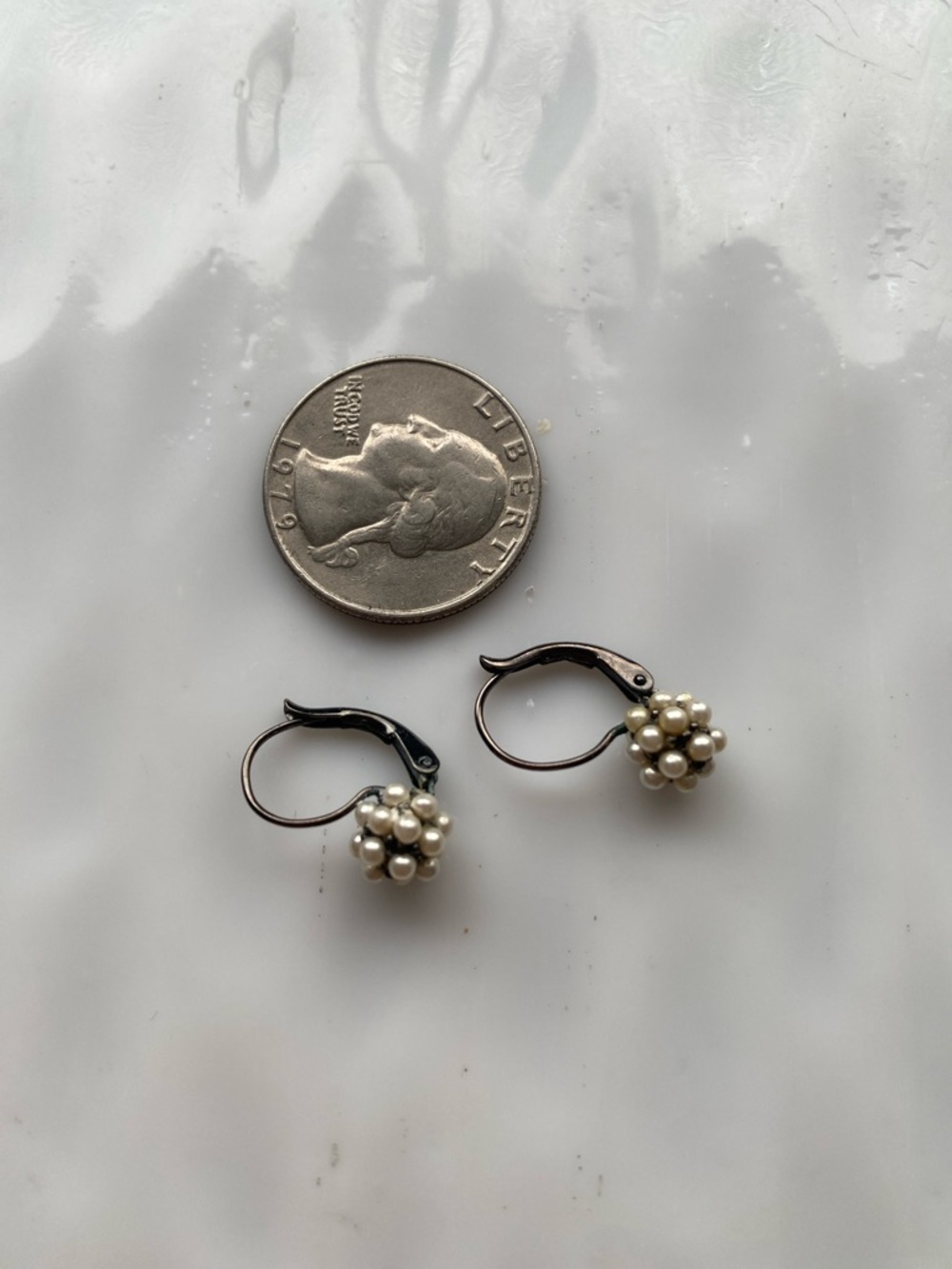 Pearl Cluster Leverback Earrings - White - Picture 4 of 4